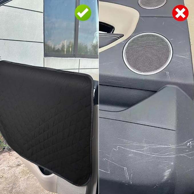2 Pcs Car Door Protector for Dogs Waterproof Anti Scratch Pet Car Door Cover Protector Vehicle Door Guards Fits Sedans and SUVs Pet Travel Black （2 Pack） (Black Plaid) - Image 2