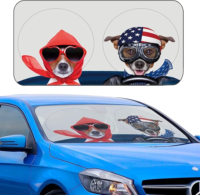 Car Windshield Sunshade, KANCOKIT Cartoon Pattern Auto Sun Shade Foldable for Front Window Sun Visor Protector UV Ray Reflector Shield to Keep Vehicle Cool Protect Kids Baby & Pets (59 x 33.5 Inch) by Provideserviceforyorcar