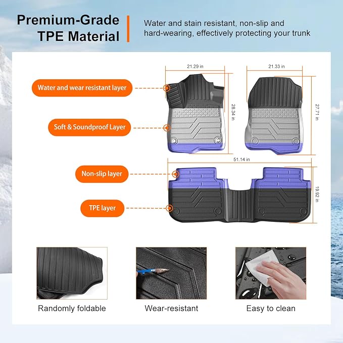 powoq Floor Mats Compatible with 2023-2026 Honda CRV Upper Deck Hybrid | TPE All Weather Replacement for 2023-2026 CRV Accessories (Fit 23-26 Hybrid Upper Deck, Trunk Mat+Backrest Mats+Floor Mats) - Image 5