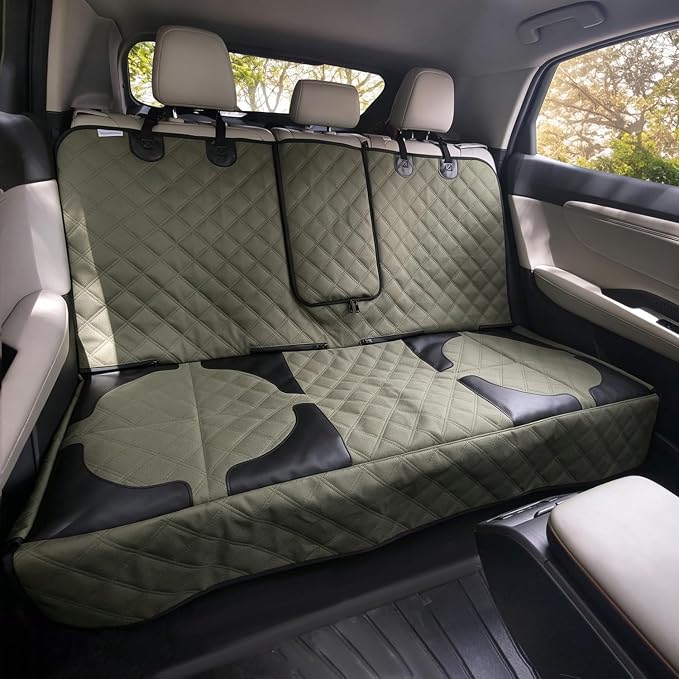 Pet Bench Seat Covers for Trucks, Heavy Duty Nonslip Car Seat Protector with ISOFIX Openings for 1-2 Child Car Seats,Fits Ford 150,Ram 1500,GMC Sierra,Toyota,Ram,Chevrolet Silverado(Green) by Unknown