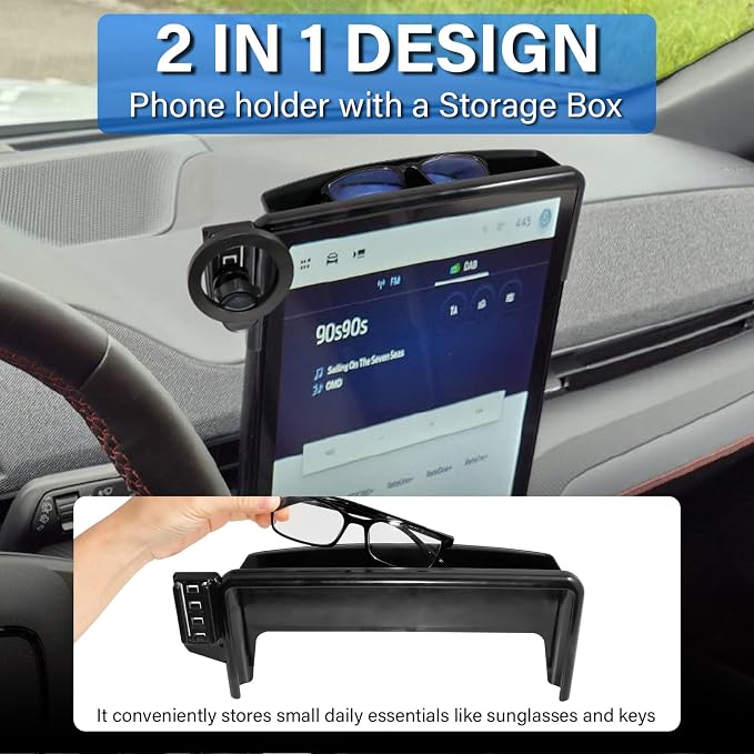Car Phone Holder for 2021-2026 Ford Mustang Mach-E Accessories 15.5 Screen | Strong Magnetic Cell Phone Mount for Magsafe iPhone & Sunglasses Box, 360° Hands-Free No Air Vent Blockage Stable Stand - Image 4