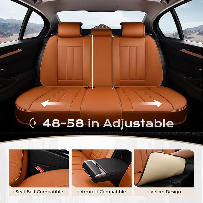 Coverado Nappa Leather Car Seat Covers Full Set, Luxury Waterproof Seat Protectors, Airbag Compatible Anti‑Slip Auto Seat Covers, Universal Fit for Most Cars SUVs Trucks Pickup Vehicles - Image 7