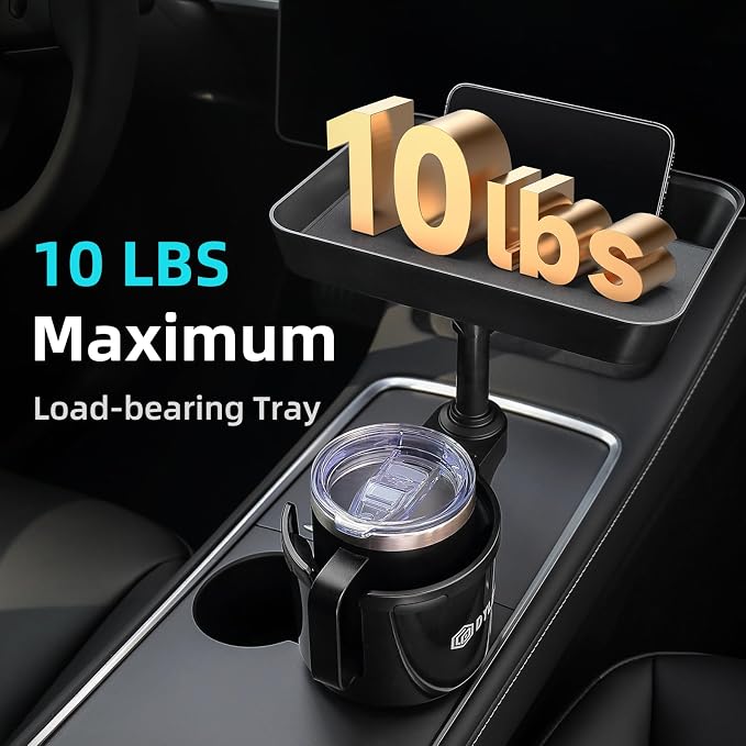 DYLEN Car Cup Holder Tray, 9.5”Detachable Car Food Tray Table for Eating | Cup Holder Expander Adapter for Car, Road Trip Essentials, Car Accessories Fits Owala, Yeti, Large Bottles 16-46 oz - Image 3