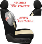 Universal Car Seat Covers for Front Seats, Cloth Front Car Seat Cover, Easy to Install, Breathable and Washable Universal Interior Covers for Auto, SUV, Sedan, Van, Airbag Compatible, Black & Beige - Image 6