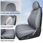 Coverado Tacoma Seat Covers, Car Seat Covers Front Seats, Leather Seat Covers for Cars Car Seat Protector Cushion Tacoma Accessories Custom Fit 2005-2023 Toyota Tacoma Double/Crew Cab(Gray) - Image 7