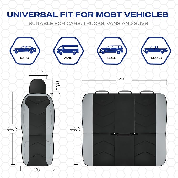 Skechers Memory Foam Seat Covers,Leather Car Seat Covers, Ultimate Comfort & Support Front Seat Covers Airbag Compatible, Automotive Universal Fit Most for SUVs, Vans, Sedans, Cars, Trucks,Gray - Image 5