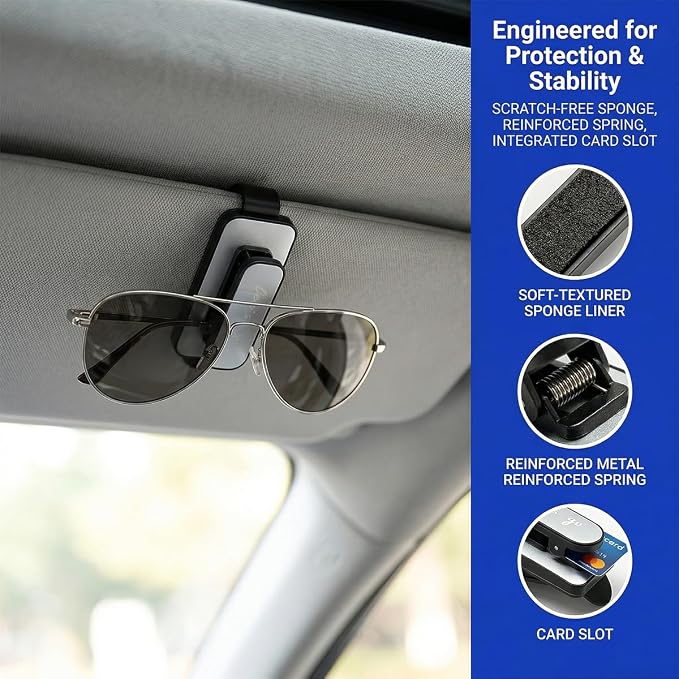 2PCS Sunglass Holder for Car Sun Visor, Metal Multi-Functional Automotive Eyeglass & Ticket Card Organizer Clip, Non-Slip Vehicle Interior Storage Accessories for SUV Truck (Silver) - Image 3