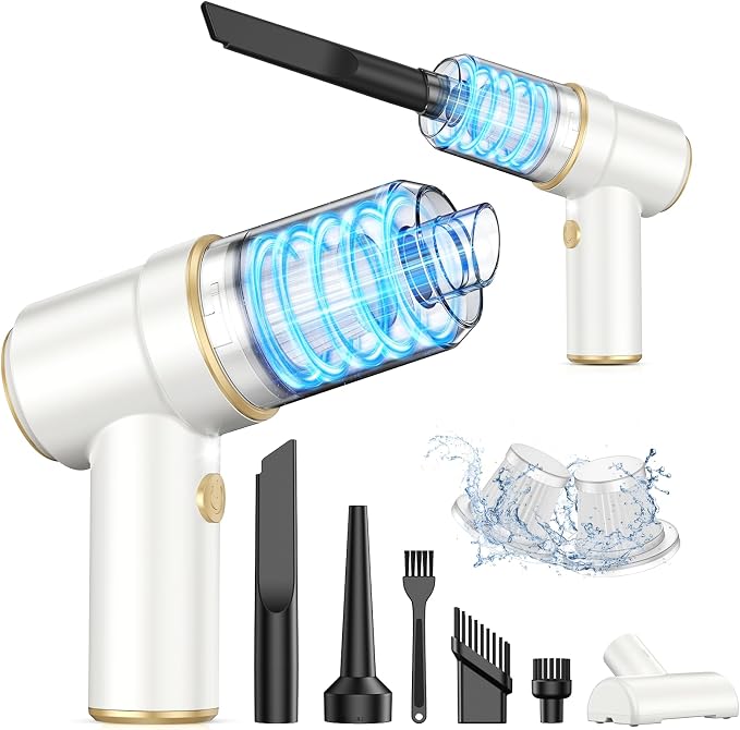 KMM Handheld Car Vacuum Cleaner, 9000PA Hand Held Vacuum & Air Duster | Strong Suction, 120W High Power, Portable, Cordless, Multi-Nozzles & LED Light, for Home, Car, Office by KMM