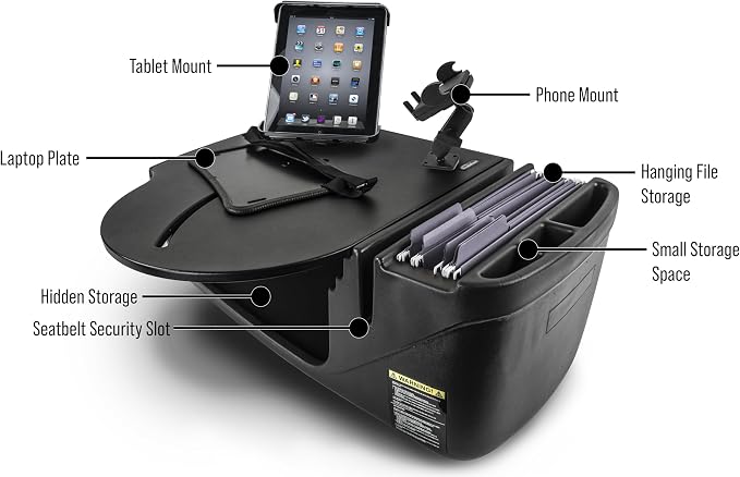 AutoExec AE-RMCD-PM-TAB-BT Roadmaster Car Desk for Your Vehicle Workstation and Mobile Office, Black with Phone Mount and Tablet Mount | Vehicle Workstation, Mobile Office, Phone Mount, Tablet Mount - Image 3