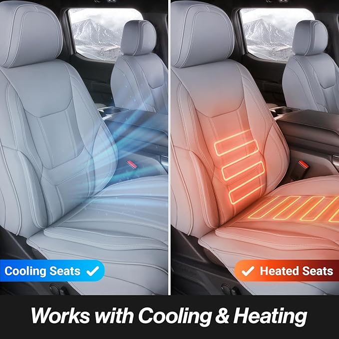 Coverland Premium Custom Fit Truck Car Seat Covers Front Seats Waterproof | Airbag Compatible Non-Slip Seat Cover for 2022-2026 Toyota Tundra CrewMax, Double Cab [Gray - Size Chart A46] - Image 5