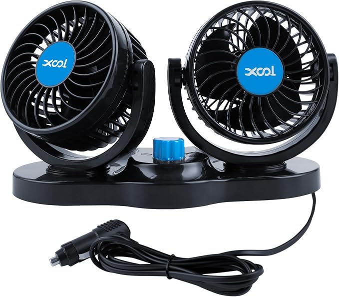 XOOL Car Fan 12V Portable Auto Cooling Fan with Cigarette Lighter Plug, 360° Rotatable High Power Vehicle Fan for Truck SUV RV by XOOL