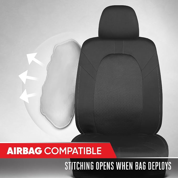 Motor Trend Front & Rear Car Seat Covers Full Set - Gray Cloth Bucket Seat Covers for Front Seats + Waterproof Rear Split Bench Cover – Universal Fit for Car Truck SUV Van Interior Protection - Image 8