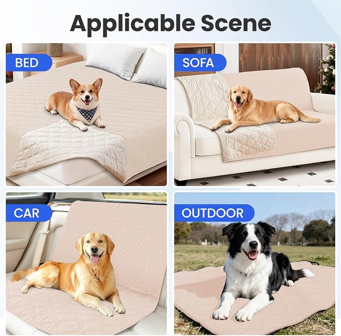 Waterproof Dog Bed Cover Pet Blanket, Soft Couch Cover for Dogs Washable, Non-Slip Dog Blanket Protect Furniture Couch Sofa Car for Puppy Large Dogs Cat (30x70 Inch, Beige) - Image 5