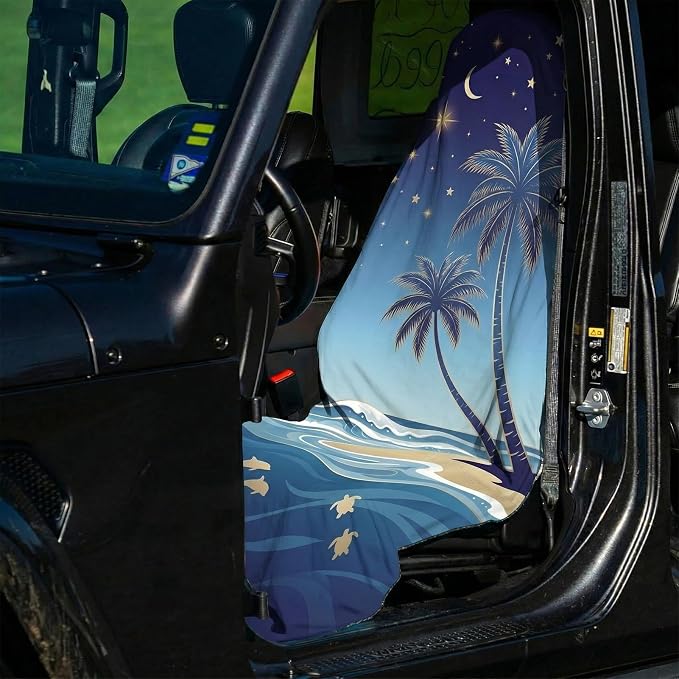 2 Pack Car Seat Towel Covers, Sweat-Proof Microfiber Seat Protectors for Gym, Running, Beach & Workout, Breathable Quick-Dry, Machine Washable, Starry Palm Sea Print, Universal Fit - Image 4