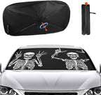 Funny Skeleton Car Windshield Sun Shade Umbrella, Car Windshield Sunshades Cover with 360¡ã Rotation Bendable Handle, Foldable Sun Shade for Most Vehicles - Image 2