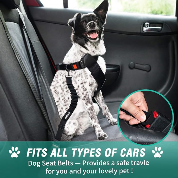 COOYOO Dog Seat Belt, Durability Retractable Dog Car Harness Adjustable Dog Seat Belt for Vehicle Nylon Pet Safety Seat Belts Heavy Duty & Elastic (1 Pack Black) - Image 6