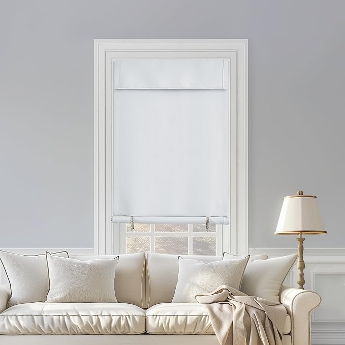 NICETOWN Greyish White French Door Curtains 72 Inches Long for Door Window | Self Adhesive Portable Blackout Thermal Insulated Window Curtain for Bedroom Living Room, 1 Panel, 26" x 72" - Image 8