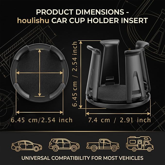 Car Cup Holder Inserts - 2 Pcs Adaptive Clarmping Arm Anti-Spill Stable Drink Holder for Most Vehicles - Image 3