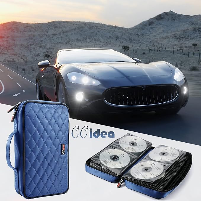 CCidea 96 Capacity CD/DVD Case Holder Portable Wallet Disc Storage Binder for Car, Home, Travel (96-Blue) Specials - Image 5