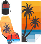 1 Pack Car Seat Towel Cover with Storage Bag, Beach Palm Trees Style | 63 x 32 in Car Towel Seat Cover Non Slip Waterproof, Gym Workout Swimming Running, Machine Washable Sweat Absorbent Protector by Hahafelt