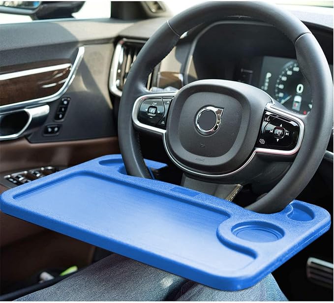Steering Wheel Tray,Car Table Food Trays for Eating,Laptop Mount,Cars Desk for Driver,Fit Most Auto Vehicle Steering Wheels (Blue, Medium) - Image 6