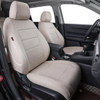 Custom Fit Seat Covers for Toyota Tacoma Double Cab/Crew Cab 2016 2017 2018 2019 2020 2021 2022 2023,Full Coverage,UV Resistant Polyester Seat Protector (Full Set,Beige) by Coverdream