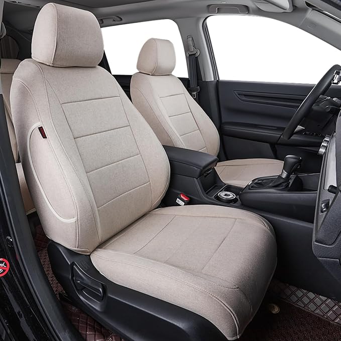 Custom Fit Seat Covers for Toyota Tacoma Double Cab/Crew Cab 2016 2017 2018 2019 2020 2021 2022 2023,Full Coverage,UV Resistant Polyester Seat Protector (Full Set,Beige) by Coverdream