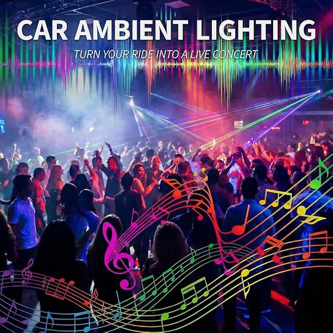 Ambient Lighting Car Led Lights Interior Kit,10 in 1 RGB Music Sync Acrylic Led Lights for Car Interior,175 inches Fiber Optic Neon Accent Strip Night Ambiance Footwell Lighting with Wireless APP - Image 7