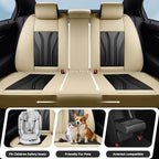 Fit Kicks Car Seat Covers， Compatible with Nissan Kicks 2018-2026 -Premium Leather, Waterproof Breathable All-Weather Seat Cushion Protector Airbag Compatible（2 Seats Front Pair，Beige & Black - Image 3