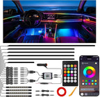 Car LED Strip Lights, Interior Acrylic LED Lights for Car with Dynamic Rainbow Dream Color Chasing, Ambient Lighting Kits Music Sync (10 in 1(4 * 29.5"+43.3"+14.5"+4 Footwell Lights)) by Unknown