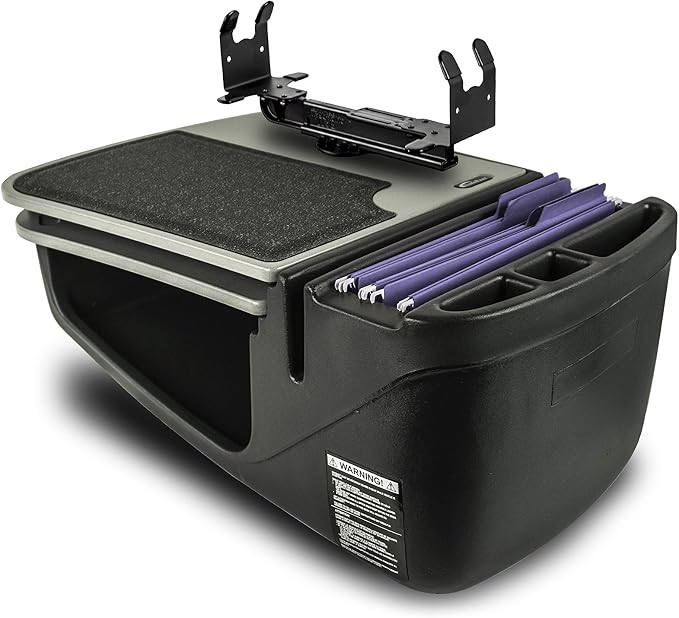 AutoExec GripMaster Car Desk for Your Vehicle Workstation and Mobile Office, Grey with Printer Stand and 400 watt Power Inverter | Vehicle Workstation and Mobile Office, Printer Stand, 400 Watt Power Inverter by AutoExec