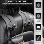 2 PCS Car Seat Headrest Hook, Suede Leather Back Seat Organizer Double Metal Hooks, Universal Headrest Hanger Convenient Vehicle Storage Hook for Purse Handbag Coats (Gray) - Image 5