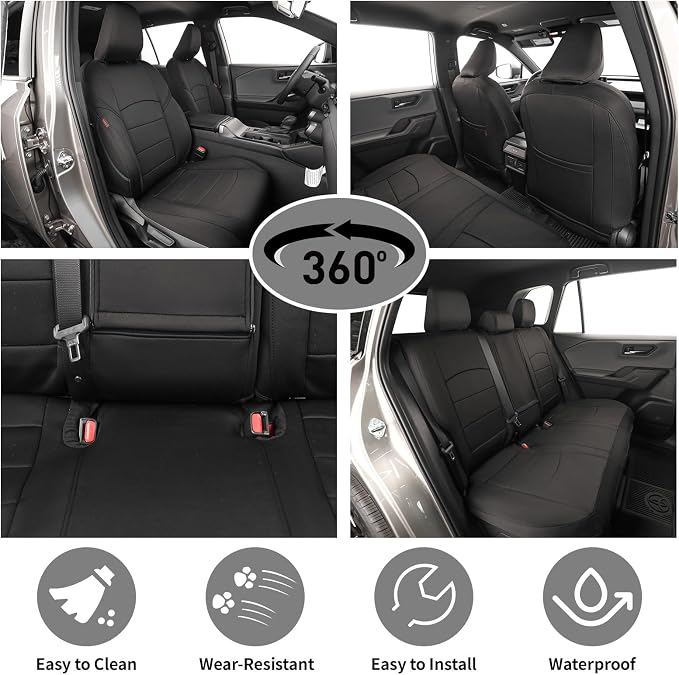 EKR Rav4 Seat Covers Custom Fit for Toyota Rav4 (Hybrid) LE/XLE Premium 2026,Car Seat Cover Full Set for SUV,Neoprene(Black) - Image 3