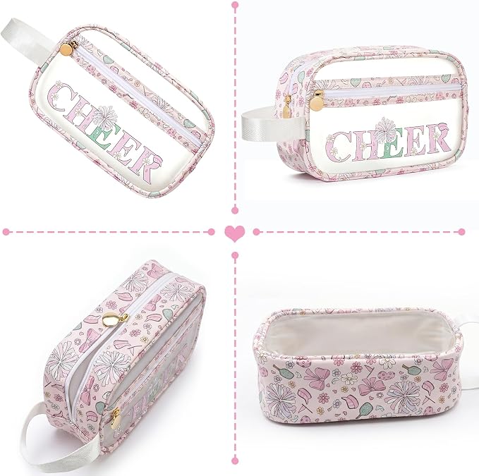 COSHAYSOO Clear CHEER Makeup Bag Cheerleader Team Gifts Cheerleading Hair Skincare Cosmetic Accessories Organizer for College Women Teen Girls, Small Waterproof Travel Pouch for Purses Backpack Tote - Image 3