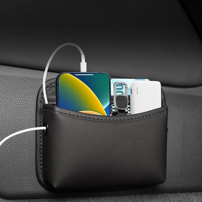 Universal Car Side Pocket Organizer for Car Seat, PU Leather Car Pocket Pouch, Door, Window, Console, Keys Cards Cell Phone Sunglasses Holder for Car, Multifunctional Car Organizer Accessories. by WedFeir