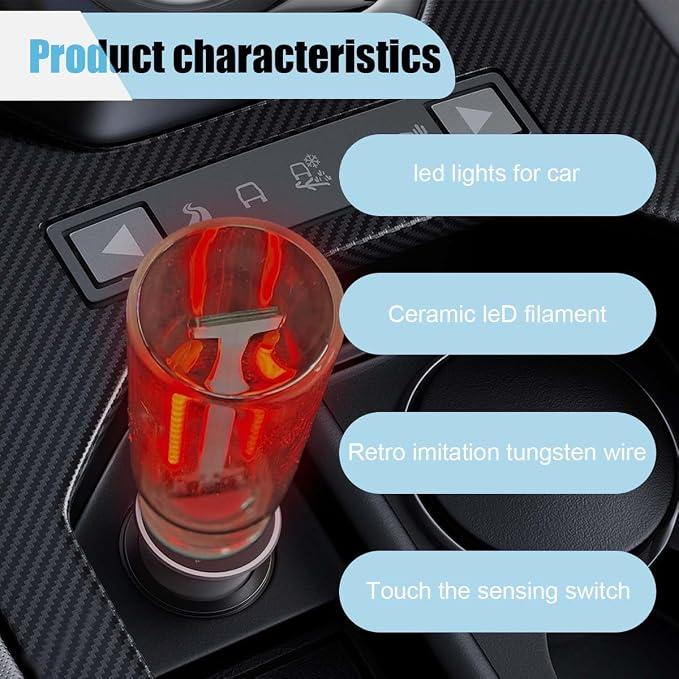 USB LED Atmosphere Light - Plug-in USB Ambient Retro Lamps, Mini LED Car Interface Charging Night Light for Hallway, Bedroom (Red) - Image 4