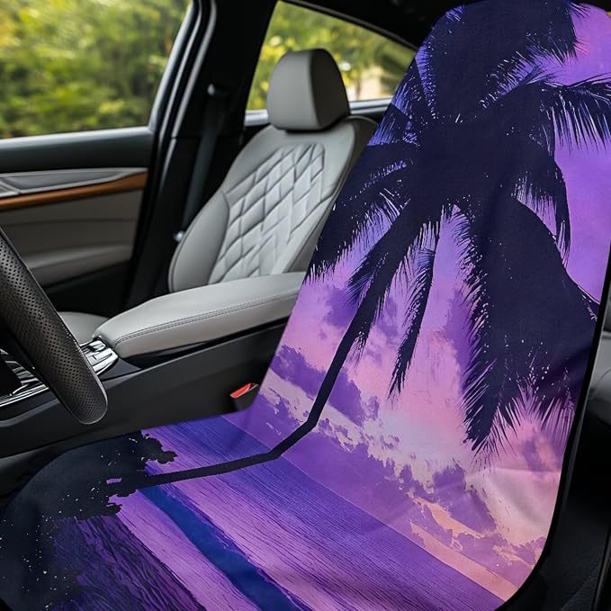 Beach Palm Tree Towel Seat Covers for Cars Front Seat Towel Cover | Tropical Palm Tree Sweat Seat Cover Protector with Storage Bag Car Interior Accessories for Swimming Yoga Beach Towel - Image 3