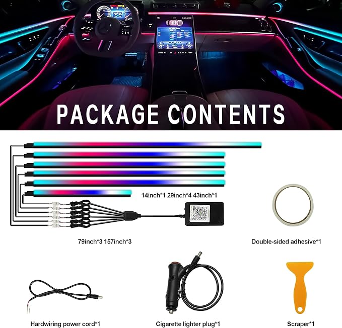 Dreamcolor Interior Car Lights, WEBUPAR Car Accessories 6 in 1 Car LED Strip Lights with APP Control and 213 Modes, 175 inches 593 LEDs Acrylic Fiber Optic Lights, RGB Neon Light Kits - Image 5