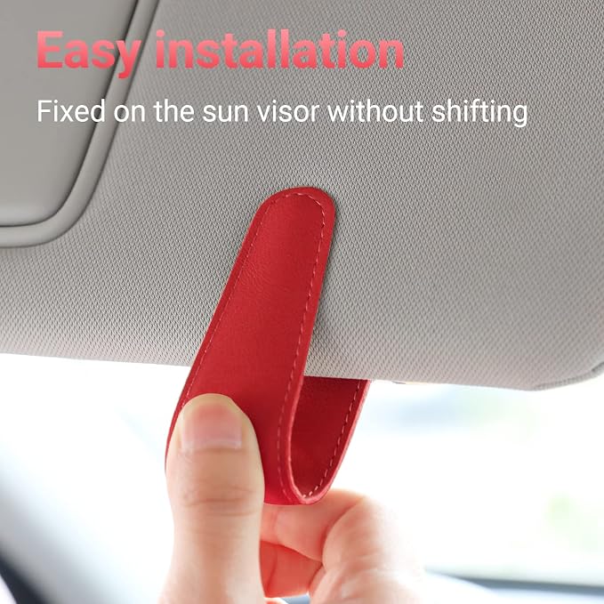 Sunglass Holder for Car Sun Visor Sunglasses Clip Car accessories -2 Packs | sun visor organizer, ticket card clip, eyeglass sunglasses holder, one-handed magnetic, anti-scratch, car stuff for women men - Image 4