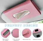 Ohleats Car Tissue Holder, Leather Sun Visor Napkin Holder, Auto Backseat Tissue Mask Case Dispenser for Most Vehicles, Universal Interior Car Accessories Hanging Tissues (Pink) - Image 3