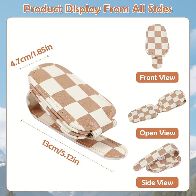 Sunglasses Holder for Car Visor - 2 Packs Boho Magnetic Leather Sunglasses Clip for Car Visor Sunglass Holder Ticket Card Hanger Clips Auto Interior Accessories for SUV Truck Women Men - Image 3
