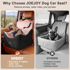JOEJOY Elevated Dog Car Seat for Small/Medium Dogs up to 35 lbs, Memory Foam Booster Seat with Detachable Washable Cover, Travel-Safe Car Bed with Safety Belts & Storage Pockets, Pink - Image 4