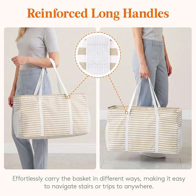 Lifewit Extra Large Tote Bag, Reusable Grocery Bags with Metal Wire Frame and Handles - Image 6