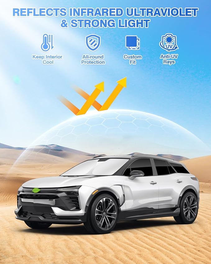 Canvcle Window Shades for 2024-2026 Chevrolet/Chevy Blazer EV (NOT for Blazer) Accessories Windshield Sun Shade Side Rear Window Covers Sunshade Sun Shield Privacy for Camping Keep Car Cool Black 8PCS - Image 2