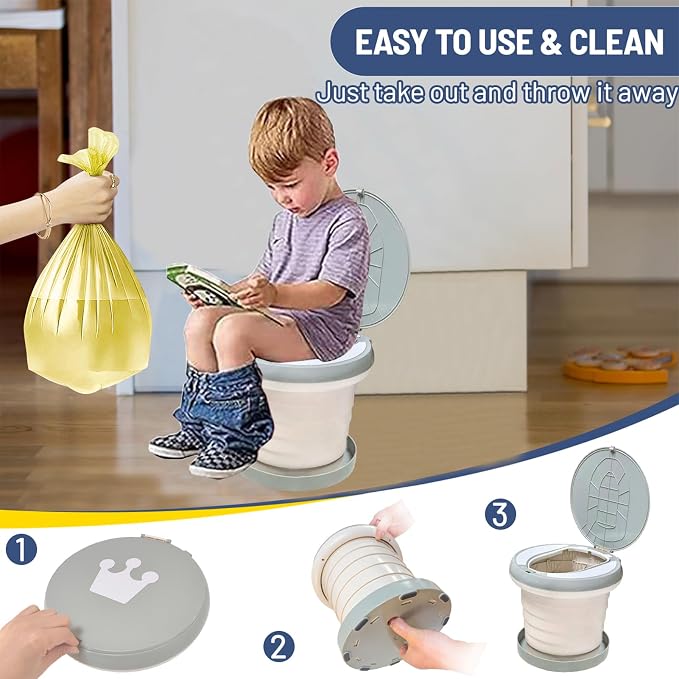 SunnySmile,Travel Potty,Car Potty for Toddler,Portable Toilet for Kids | Portable Toilet for Kids with 45 Liners,for Toddler Travel, Camping, Foldable, Indoor/Outdoor Use - Image 5