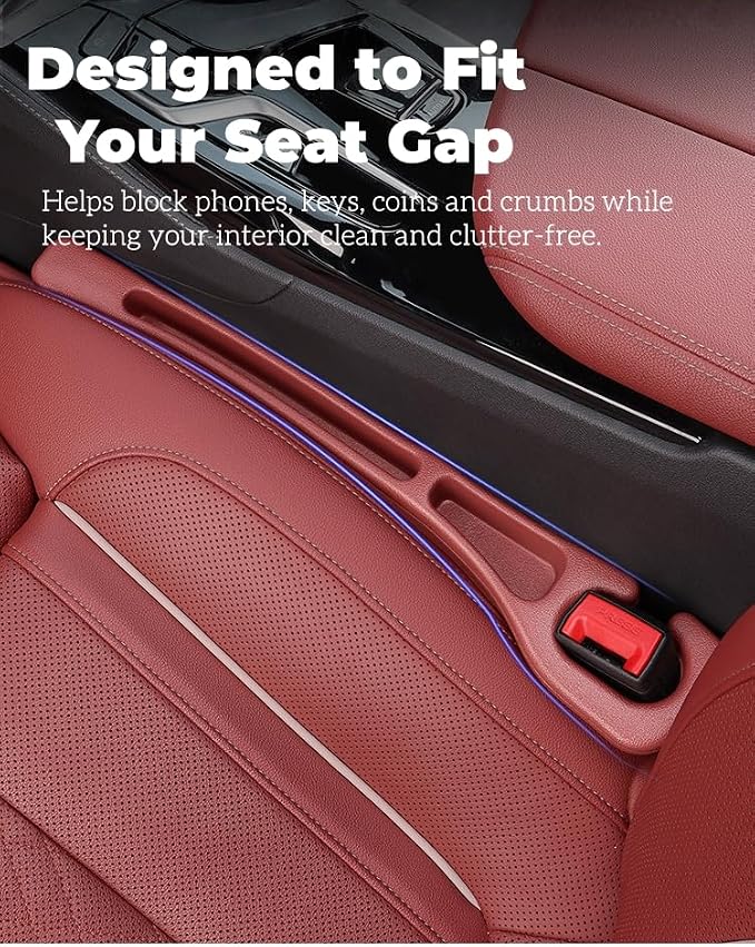BESTKEE Car Seat Gap Filler 2 Pack, No Drop Seat Gap Plug with Dual Storage Slots, Blocks Phones Keys Coins, Flexible EVA Console Gap Filler Auto Accessories for Cars SUVs Trucks - Image 3