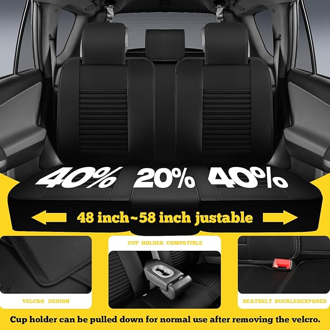 Front Car Seat Covers, Faux Nappa Leather for Sedan SUV, 2 Seats | Waterproof, Breathable and Airbag Compatible, Helps Reduce Slipping, Black - Image 5