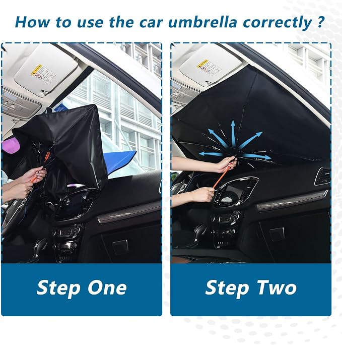 Pink Blue Car Sun Shade Windshield Car Umbrella Foldable Uv Ray Reflector Front Window Sun Shade Visor Shield Cover - Image 4