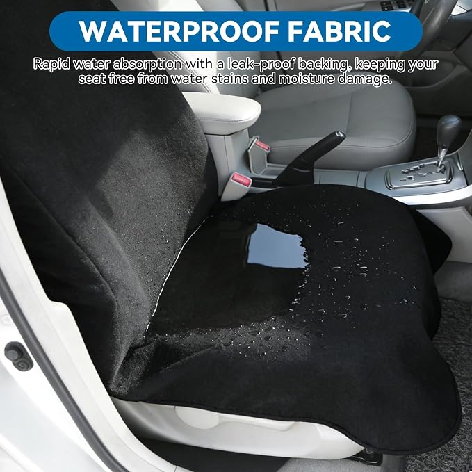 Waterproof Towel Car Seat Cover - Sweat-Wicking Post-Workout Seat Protector for Athletes, Gym, Yoga, Beach - Non-Slip, Machine Washable, Universal Fit Front Seat Mat - Image 4