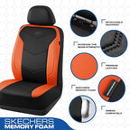 Skechers Memory Foam Seat Covers,Leather Car Seat Covers, Ultimate Comfort & Support Seat Covers Full Sets Airbag Compatible, Automotive Universal Fit Most for SUVs, Vans, Sedans, Cars, Trucks,Orange - Image 3